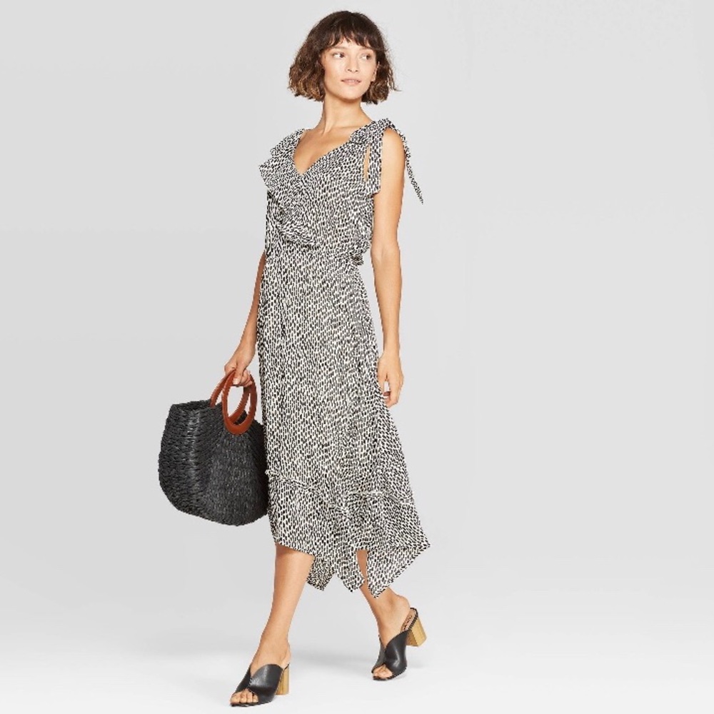 Who What Wear Monochrome Asymmetrical Dress